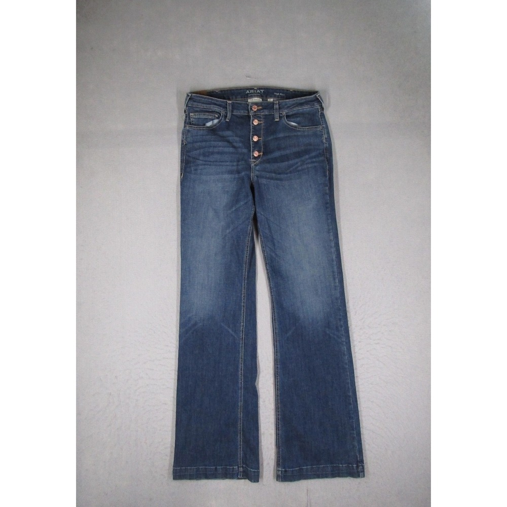 Ariat Madelyn Slim Trouser High Rise Wide Leg Button Fly Jeans 33XL Dark Wash